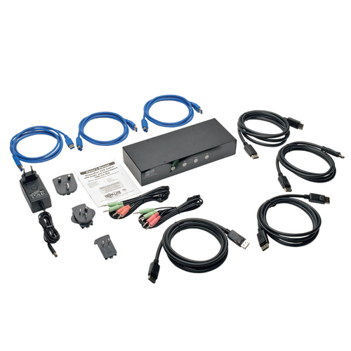 Tripp Lite B004-DPUA4-K 4-Port DisplayPort KVM Switch with Audio, Cables and USB 3.0 SuperSpeed Hub
