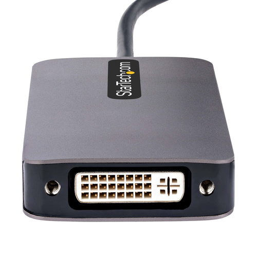 StarTech.com USB C Video Adapter, USB C to HDMI DVI VGA Adapter, Up to 4K 60Hz, Aluminum, Multiport Video Display Adapter, Thunderbolt 3 / 4 Compatible, USB Type C Travel Adapter