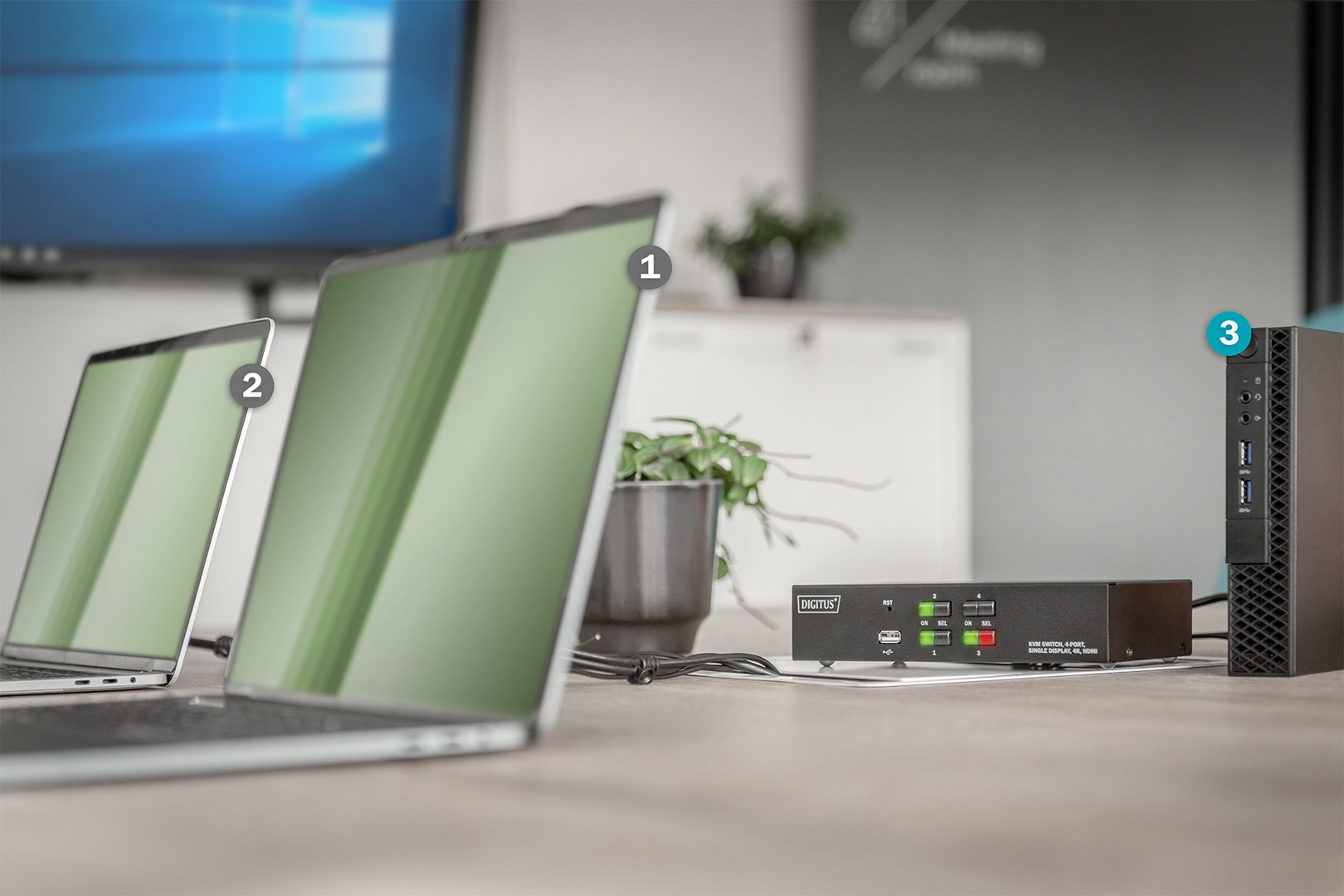 Digitus KVM Switch, 4 Port, Single Display, 4K, HDMI®