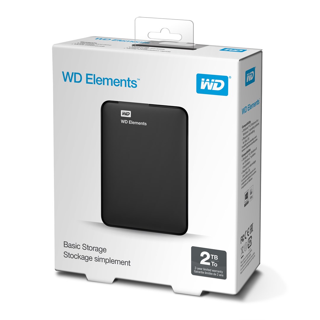 Western Digital Elements Portable external hard drive 2 TB 5400 RPM 2.5" Micro-USB B 3.2 Gen 1 (3.1 Gen 1) Black