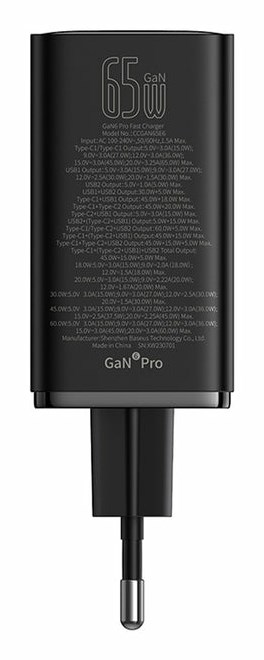 Baseus GaN6 Pro Universal Black AC Fast charging Indoor