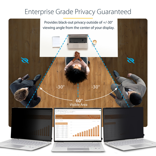 StarTech.com 14-inch 16:10 Flip-Over Privacy Screen with Touch, Anti-Glare Privacy Filter, Laptop Monitor Screen Protector with 51% Blue Light Reduction