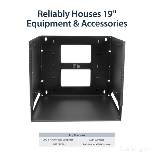 StarTech.com Wall-Mount Server Rack with Built-in Shelf - Solid Steel - 8U