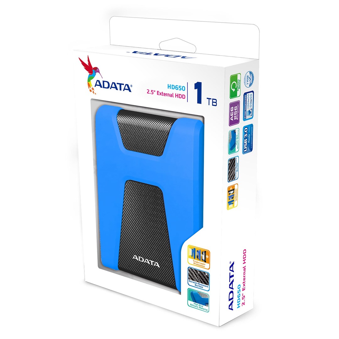 ADATA HD650 external hard drive 1 TB 2.5" Micro-USB B 3.2 Gen 1 (3.1 Gen 1) Blue