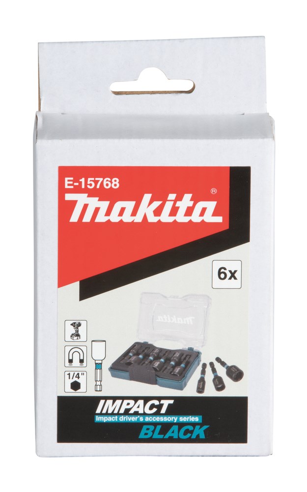 MAKITA SOCKET SET 1/4  50mm 6pcs. IMPACT BLACK