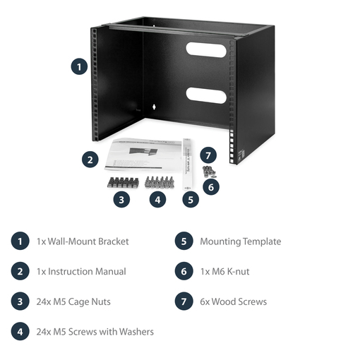 StarTech.com 8U Wall Mount Network Rack - 14 Inch Deep (Low Profile) - 19" Patch Panel Bracket for Shallow Server and IT Equipment, Network Switches - 80lbs/36kg Weight Capacity, Black