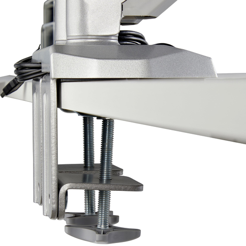 StarTech.com Desk Mount Dual Monitor Arm with USB & Audio - Desk Clamp VESA Mount for up to 32 inch Displays - 2x USB, 2x 3.5mm audio - Ergonomic Full Motion Dual Monitor Arm - Silver