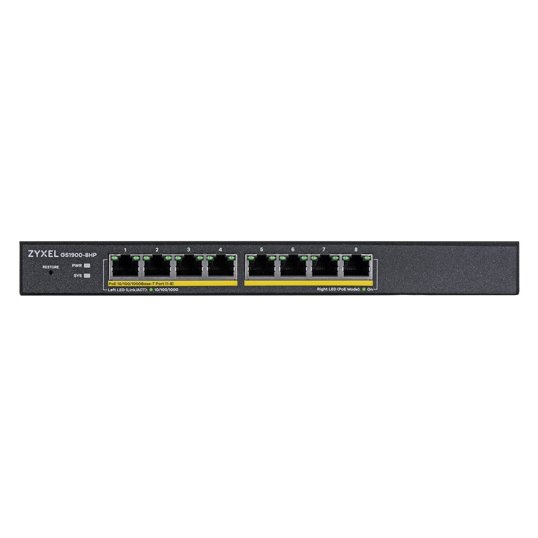 Zyxel GS1900-8HP v3 PoE Managed L2 Gigabit Ethernet (10/100/1000) Power over Ethernet (PoE) Black
