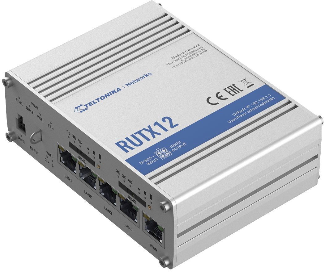 Teltonika RUTX12 wireless router Gigabit Ethernet Dual-band (2.4 GHz / 5 GHz) 4G Silver