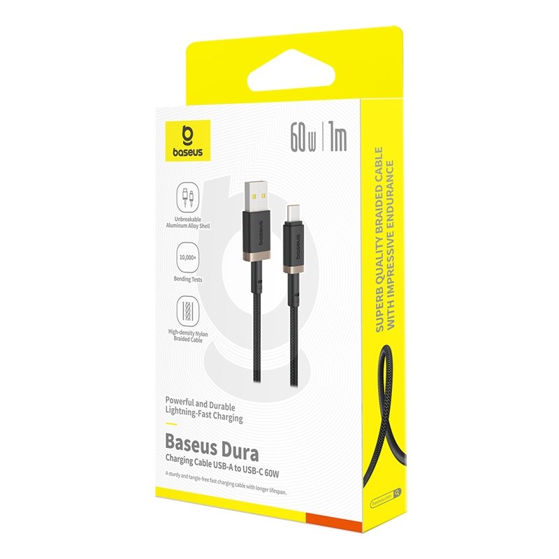 Baseus Dura USB Type A to Type C 60 W fast charging cable 1 m Black  Gold