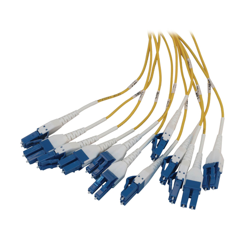 Tripp Lite Preloaded Fiber Panel, 1U - 2x (12x LC/LC Duplex M/M) 24F Trunk Cables, OS2 Singlemode, 20 m (65.6 ft.)