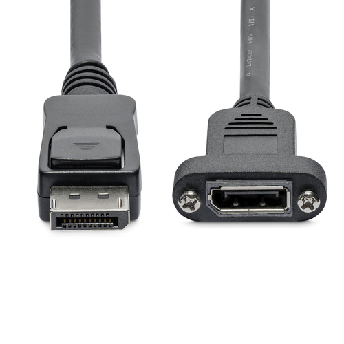 StarTech.com 3ft (1m) Panel Mount DisplayPort Cable - 4K x 2K - DisplayPort 1.2 Extension Cable Male to Female - DP Video Extender Cord with Panel Mount DP Connector - DP Monitor Cable