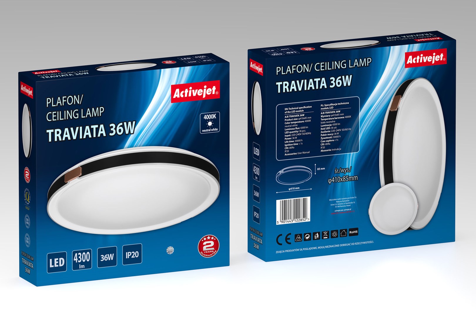 Activejet LED ceiling light AJE-TRAVIATA 36W