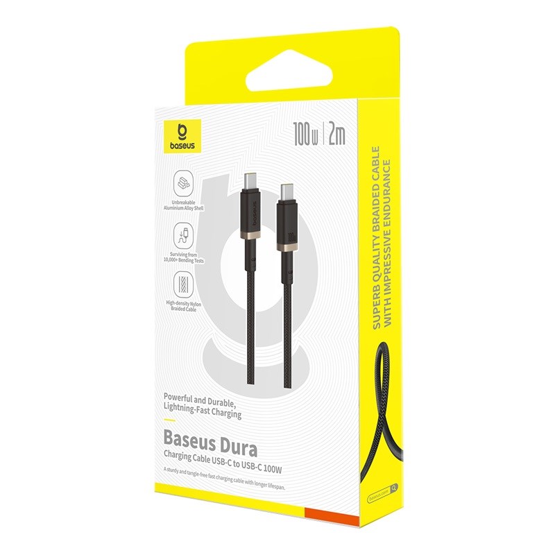 Baseus Dura Type C to Type C 100 W fast charging cable 2 m Black  Gold
