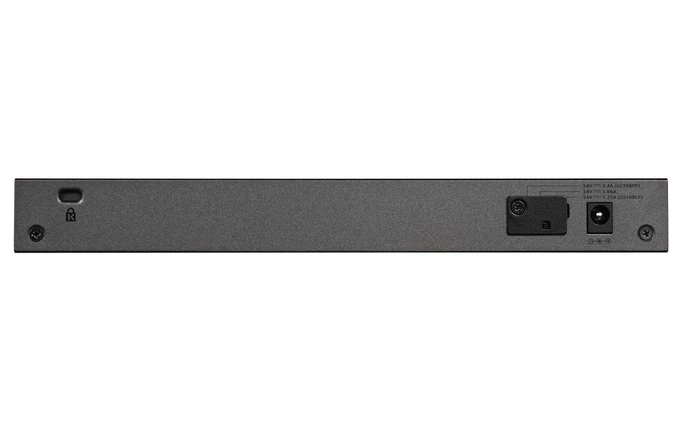 NETGEAR GS108LP Unmanaged Gigabit Ethernet (10/100/1000) Power over Ethernet (PoE) 1U Black, Grey