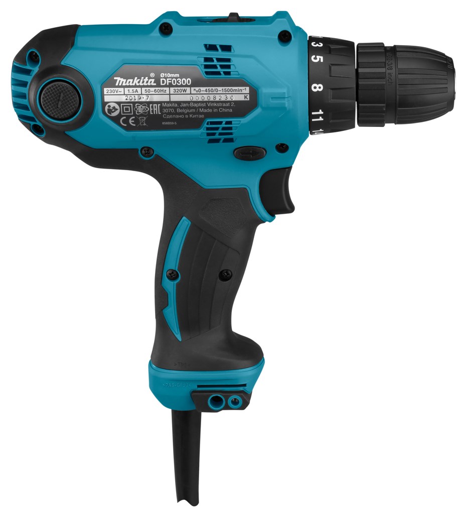 Makita DF0300 drill 1500 RPM Keyless 1.2 kg Black  Blue