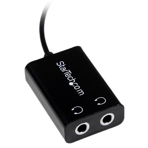 StarTech.com Black Slim Mini Jack Headphone Splitter Cable Adapter - 3.5mm Male to 2x 3.5mm Female