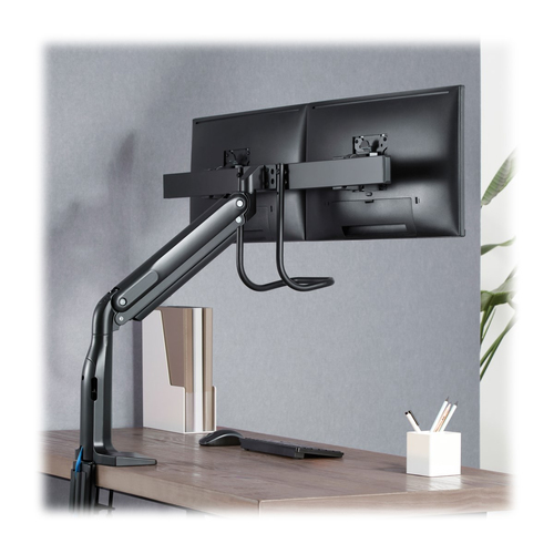 Tripp Lite DMPDD1735AM Safe-IT Precision-Placement Dual-Display Desk Clamp or Grommet with Antimicrobial Tape for 17” to 35” Displays, USB Ports