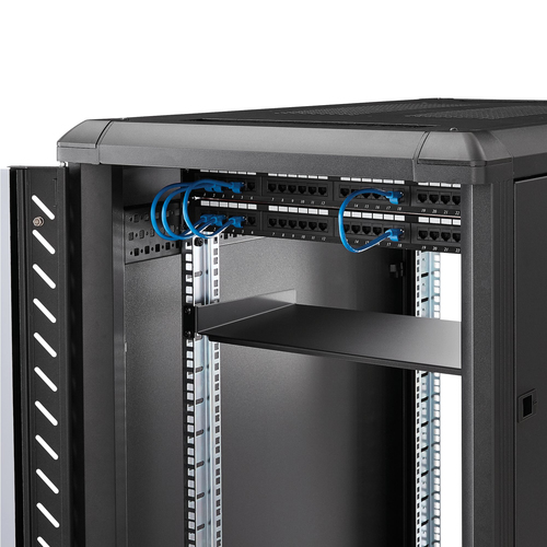 StarTech.com 1U Fixed Server Rack Mount Shelf - 10in Deep Steel Universal Cantilever Tray for 19" AV/ Network Equipment Rack - Heavy Duty Steel - Weight Capacity 44lbs/20kg, Black