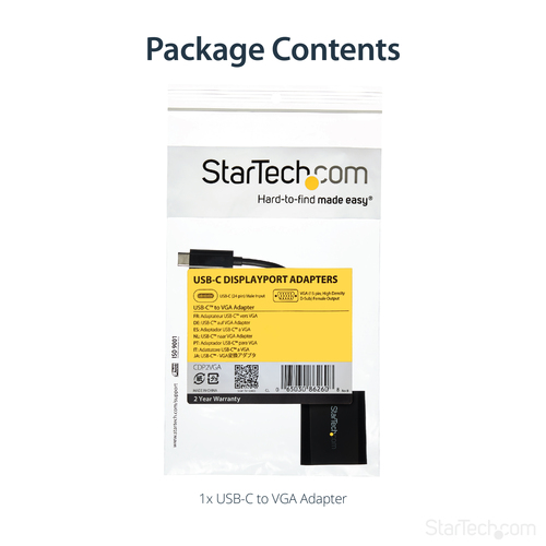 StarTech.com USB-C to VGA Adapter - Black - 1080p - Video Converter For Your MacBook Pro - USB C to VGA Display Dongle - Upgraded Version is CDP2VGAEC