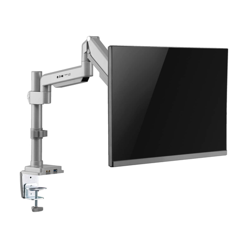 Tripp Lite DDR1732SAL Single-Display Gas Spring-Arm Desktop Clamp or Grommet for 13” to 34” Displays - USB and Audio Ports, Aluminum