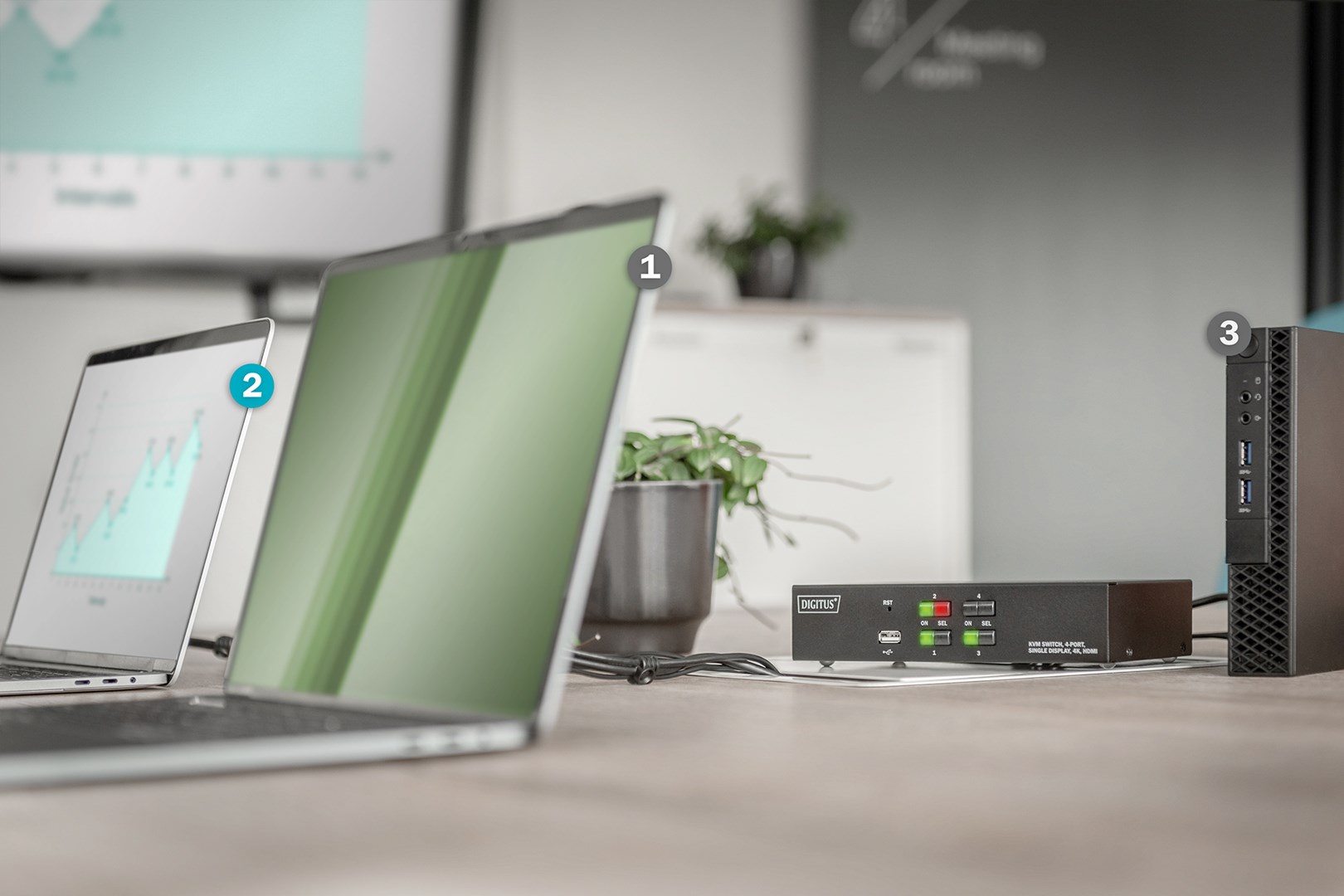 Digitus KVM Switch, 4 Port, Single Display, 4K, HDMI®