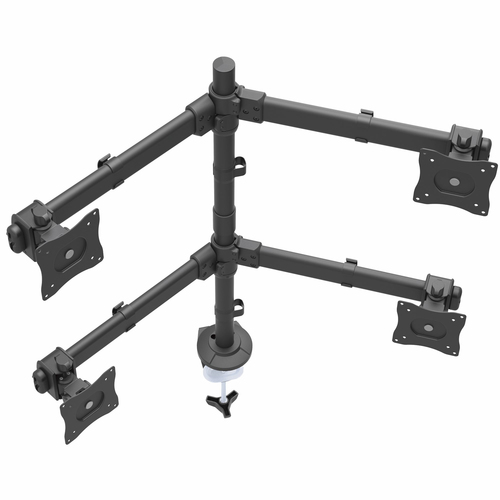 StarTech.com Desk Mount Quad Monitor Arm - Ergonomic VESA 4 Monitor Mount 2x2 up to 27" - Articulating & Height Adjustable Pole Mount - Tilt/Swivel/Rotate LCD/LED Screen - Desk Clamp/Grommet
