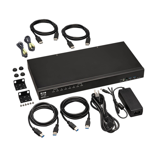 Tripp Lite B024-DPU08 8-Port DisplayPort/USB KVM Switch with Audio/Video and USB Peripheral Sharing, 4K 60 Hz, 1U Rack-Mount