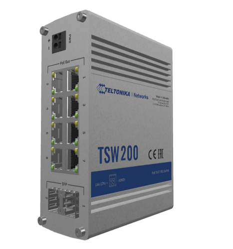 Teltonika TSW200 network switch Unmanaged Gigabit Ethernet (10/100/1000) Power over Ethernet (PoE) Aluminium