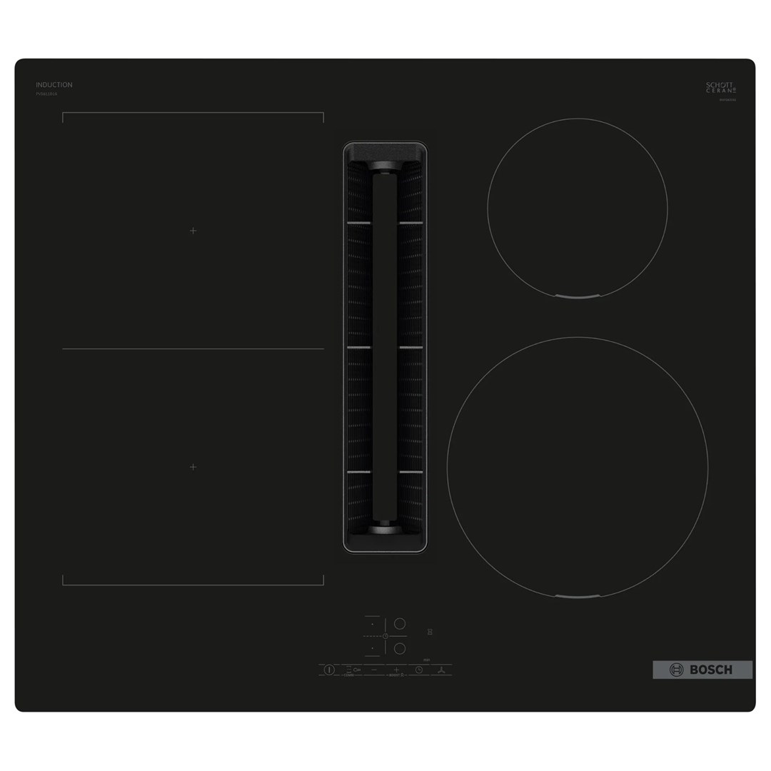 Bosch Serie 4 PVS611B16E hob Black Built-in 59.2 cm Zone induction hob 4 zone(s) Built-in hood