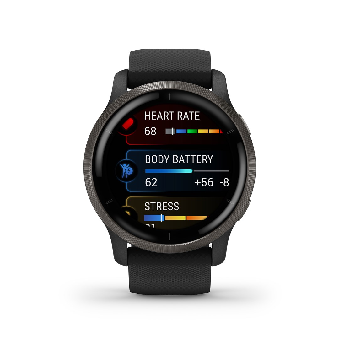 Garmin Venu 2 3.3 cm (1.3") AMOLED 45.4 mm Digital 416 x 416 pixels Touchscreen Wi-Fi GPS (satellite)