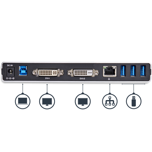 StarTech.com Dual-Monitor USB 3.0 Docking Station with DVI and Vertical Stand