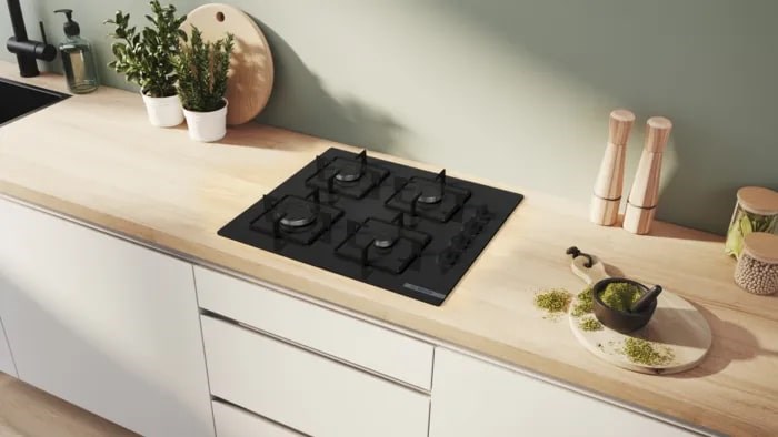 Bosch Serie 2 POP6B6K30 hob Black Built-in 60 cm Gas 4 zone(s)