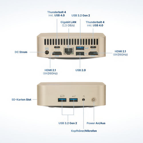 FutureNUC Lux NUC 13i5UL-W11P-512/2x8W6E Intel® Core™ i5 i5-13420H 16 GB DDR4-SDRAM 512 GB SSD Windows 11 Pro Mini PC Gold