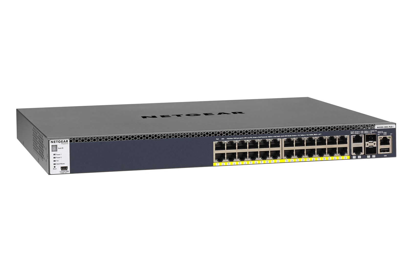 NETGEAR M4300-28G-PoE+ Managed L2/L3/L4 10G Ethernet (100/1000/10000) Power over Ethernet (PoE) 1U Black