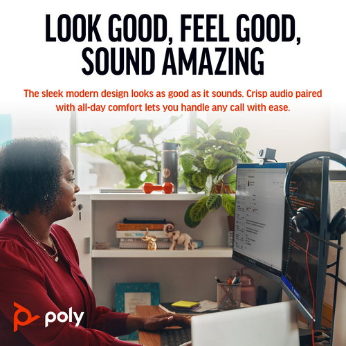 Poly Blackwire 3310 Monaural Microsoft Teams Certified USB-C Headset +USB-C/A Adapter