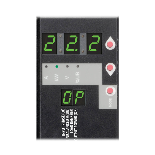 Tripp Lite PDU3XMV6G32 3-Phase Local Metered PDU, 23kW, 42 208-240V outlets (36 C13, 6 C19), IEC309 32A Red (3P+N+E) 360-415V Input, 0u vertical, TAA