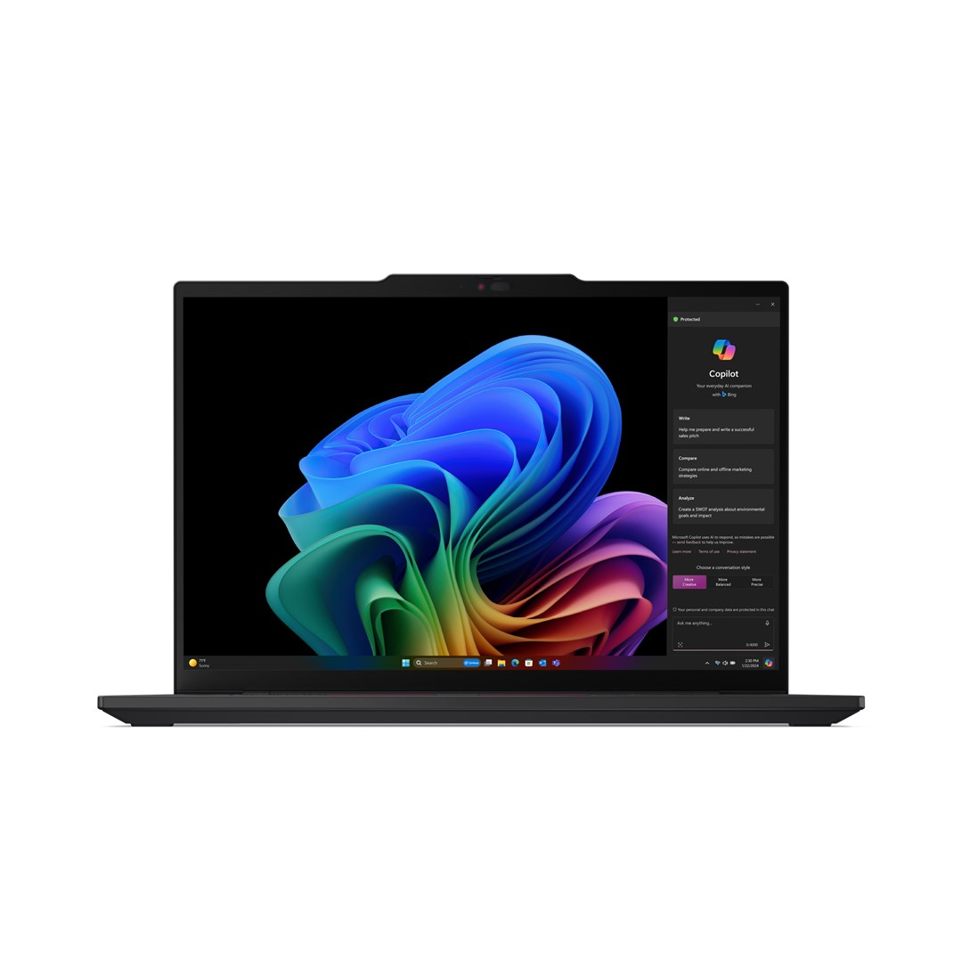 Lenovo ThinkPad T14s Gen 6 (Snapdragon) Copilot+ PC Qualcomm Snapdragon X1E-78-100 Laptop 35.6 cm (14") Touchscreen WUXGA 32 GB LPDDR5x-SDRAM 1 TB SSD Wi-Fi 7 (802.11be) Windows 11 Pro US English Black