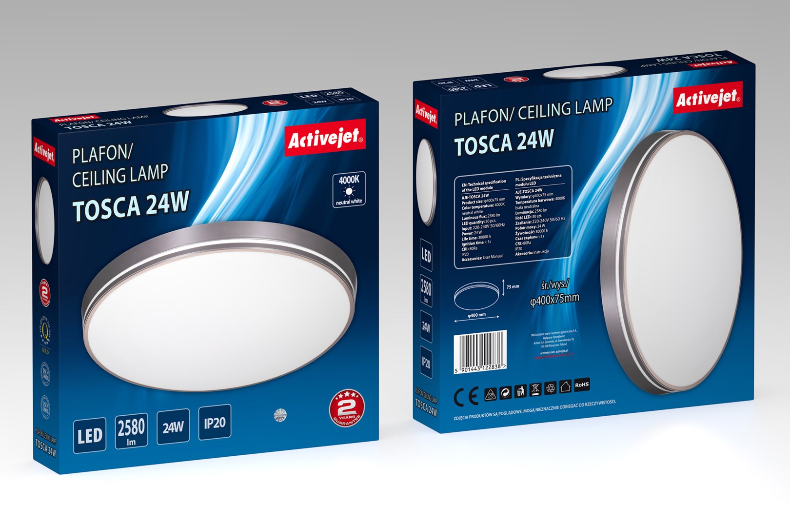 Activejet LED ceiling light AJE-TOSCA 24W
