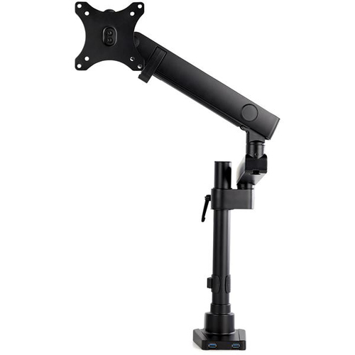 StarTech.com Desk Mount Monitor Arm with 2x USB 3.0 Ports, Full Motion Single Monitor Mount, up to 34" (17.6lb/8kg) VESA Display, Clamp/Grommet Mount, Mechanical Spring