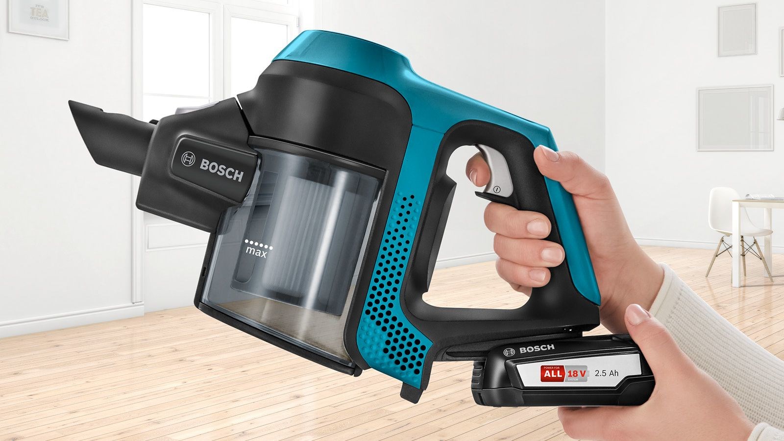 Bosch Serie 6 BBS611LAG stick vacuum/electric broom 2-in-1 stick vacuum Battery Dry Bagless 0.3 L Blue 2.5 Ah