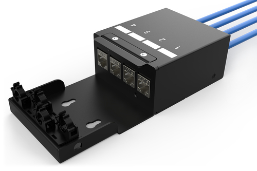 Digitus Consolidation point box, 4-port Keystone modules with intelligent cable manager
