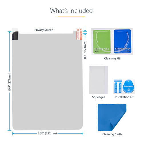 StarTech.com 4-Way Privacy Screen For 12.9-inch iPad Pro, 3rd Gen and Up, For Portrait/Landscape, Touch-Enabled, +/- 30 Deg. View, Blocks up to 51% Blue Light, Matte