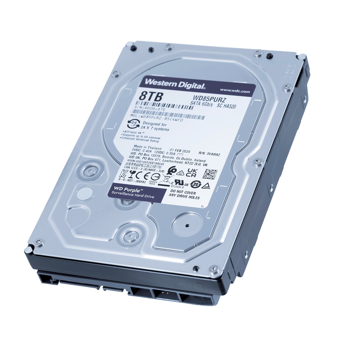 Western Digital Blue Purple internal hard drive 8 TB 5400 RPM 256 MB 3.5" Serial ATA III