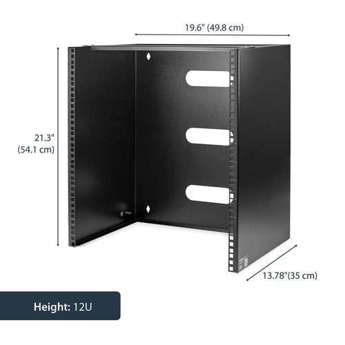 StarTech.com 12U Wall Mount Network Rack - 14 Inch Deep (Low Profile) - 19" Patch Panel Bracket for Shallow Server and IT Equipment, Network Switches - 125lbs/57kg Weight Capacity, Black