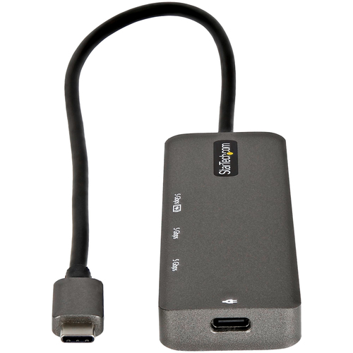 StarTech.com USB C Multiport Adapter - USB-C to HDMI 2.0b 4K 60Hz (HDR10), 100W Power Delivery Pass-Through, 4-Port USB 3.0 Hub - USB Type-C Mini Dock - 12" (30cm) Long Attached Cable