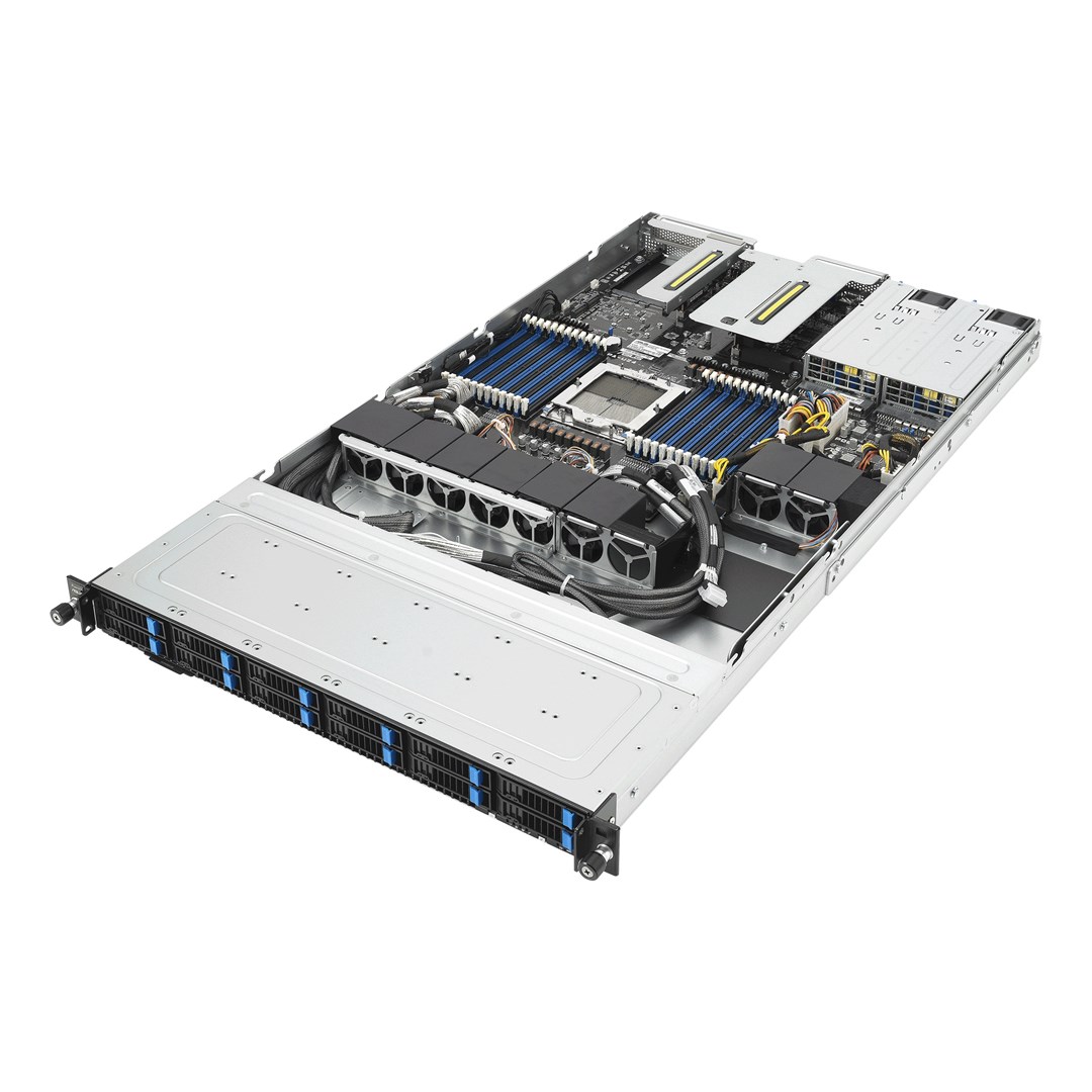 Platforma Asus Rack (1U) RS501A-E12-RS12U AMD Epyc 9005/9004 (12x NVMe/SATA HS, 2xM.2, 2x1Gbe, IPMI, 1+1 1600W)