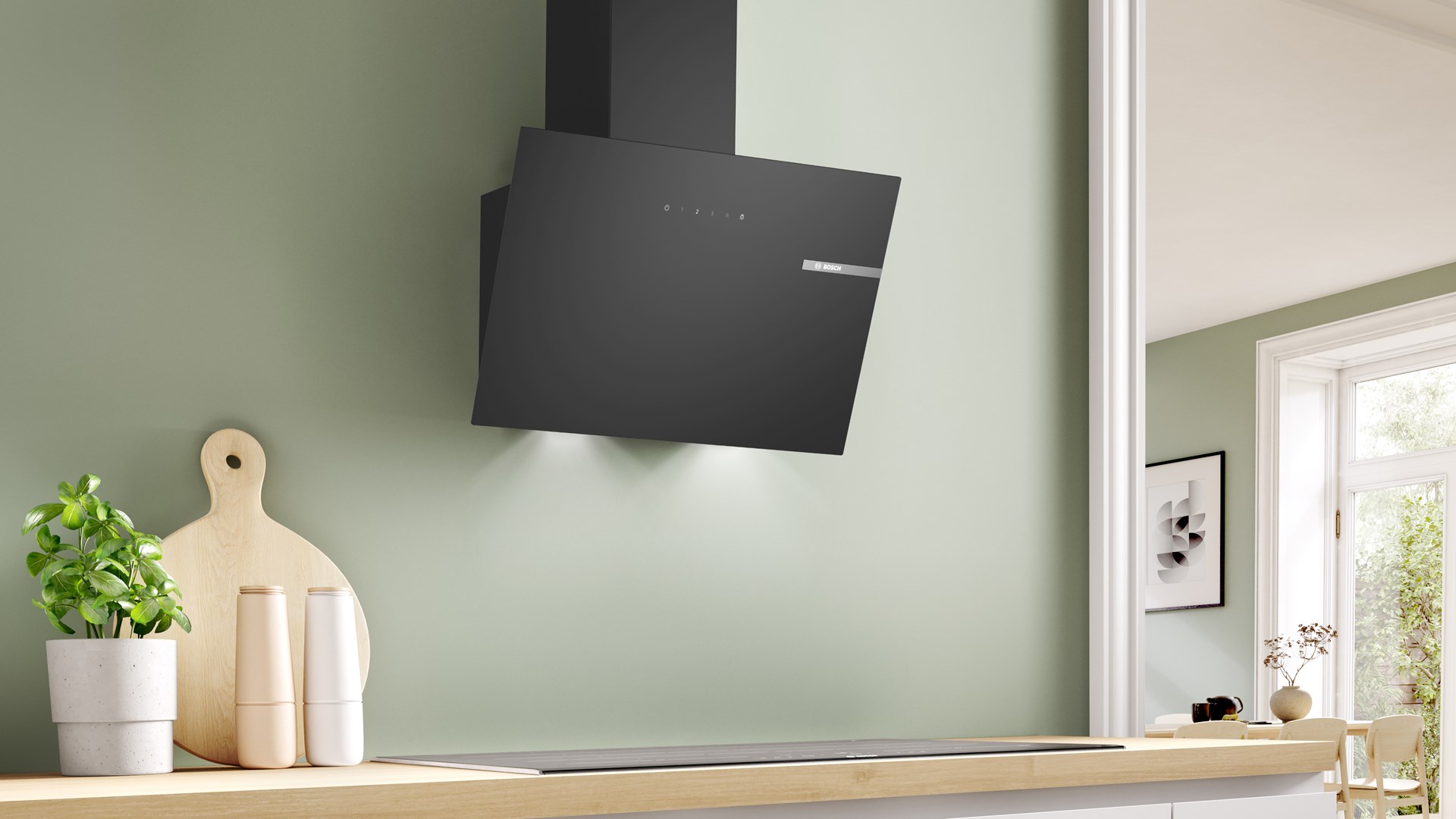 Bosch Serie 2 DWK65DK60 cooker hood Wall-mounted Black 430 m³/h