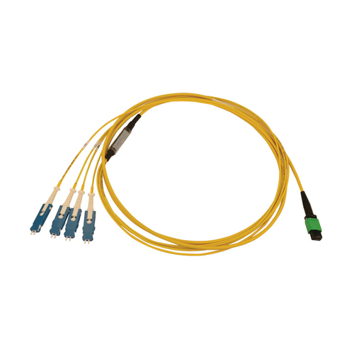 Tripp Lite N390-02M-4S-AP 40/100/400G Singlemode 9/125 OS2 Breakout Fiber Optic Cable (12F MTP/MPO-APC to 4x Duplex SN-UPC F/M), LSZH, Yellow, 2 m (6.6 ft.)