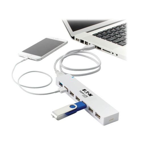 Tripp Lite U360-007C-2X3 7-Port USB 3.x (5Gbps) / USB 2.0 Combo Hub - USB Charging, 2 USB 3.x & 5 USB 2.0 Ports